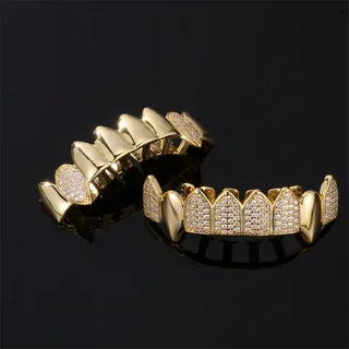 Extremely Luxurious Imported Excellent Quality Hip Hop Vampire Fangs Grillz Sets.