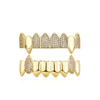 Extremely Luxurious Imported Excellent Quality Hip Hop Vampire Fangs Grillz Sets.