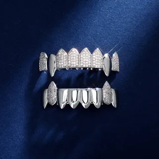 Extremely Luxurious Imported Excellent Quality Hip Hop Vampire Fangs Grillz Sets.