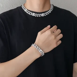Extremely Luxurious Imported Excellent Quality Hip Hop Iced Out Cuban and Prong Chains Sets.