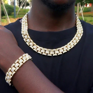Extremely Luxurious Imported Excellent Quality Hip Hop Iced Out Cuban and Prong Chains Sets.