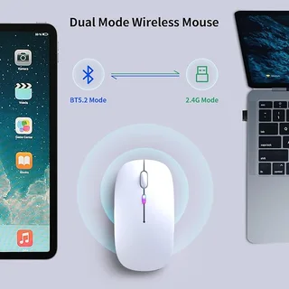 Rechargeable, Wireless,Mouse, (Bluetooth 5.2 &amp; USB) Portable for Laptop, Desktop, &amp; Tablet
