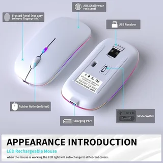 Rechargeable, Wireless,Mouse, (Bluetooth 5.2 &amp; USB) Portable for Laptop, Desktop, &amp; Tablet