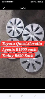 Toyota Quest and Corolla rims and hubcaps