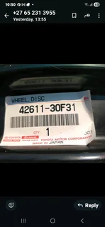 18" Toyota Biscuit rim. New R1995