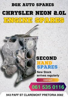Chrysler neon 2.0l engine spares Whatsapp me 061 535 0116