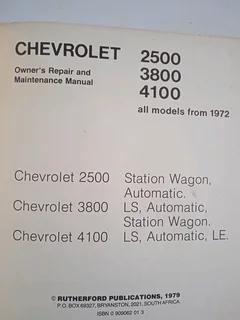 Workhop manual - Chev 2500, 3800, 4100