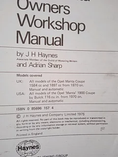 Workshop manual - Opel Manta A series