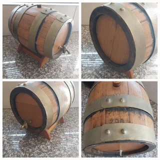 Small vintage wine barrel with stand.