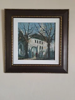 Mel Brigg  Oil Painting  "Church and Figures"
