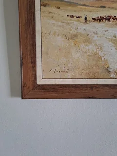 CHRIS TUGWELL  OIL PAINTING  &#34;CATTLE AND HERDER&#34;