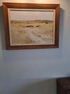 CHRIS TUGWELL  OIL PAINTING  &#34;CATTLE AND HERDER&#34;