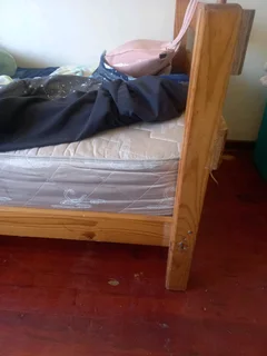 Solid wooden single bed