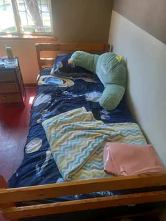 Solid wooden single bed