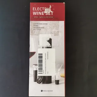 4-in-1 Electric Wine Opener Set-Open Serve &amp; Preserve Bottle Opener.