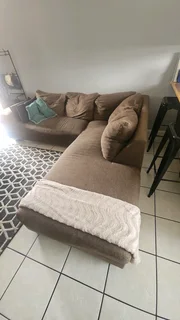 Brown Material L Shaped Couch - For Sale (Negotiable)