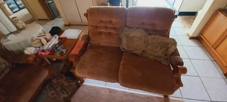 Solid oak bed, headboard and dressing table and lounge set