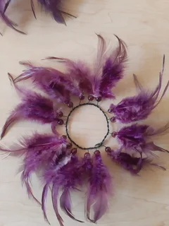 Purple and Silver Candle Holders with feather rings. 3 of each