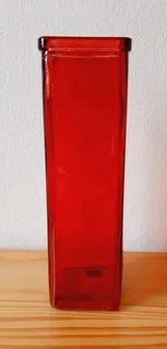 Square Red Glass Vase