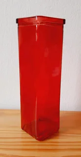 Square Red Glass Vase