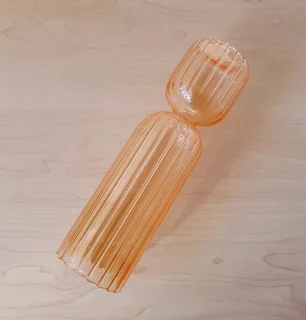 Orange Ribbed Glass Vase.