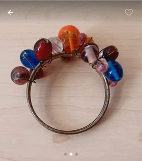 Glass Bead &amp; Brass Serviette Rings. Set of 6.