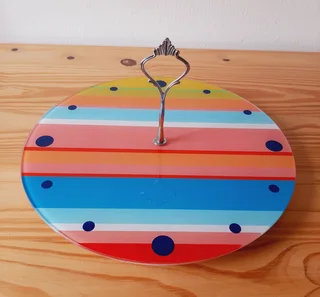 Multicoloured Glass Cake Stand