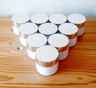 White and Silver Glass Tubs. Set of 10