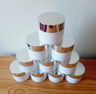 White and Silver Glass Tubs. Set of 10