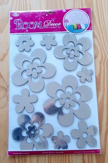 Silver Flower Room Decor Embellishment Art Stickers. New
