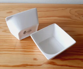 Small Square Ceramic White Dishes. Set of 2.