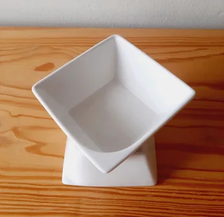 Small Square Ceramic White Dishes. Set of 2.