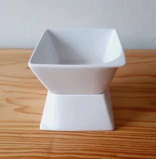 Small Square Ceramic White Dishes. Set of 2.