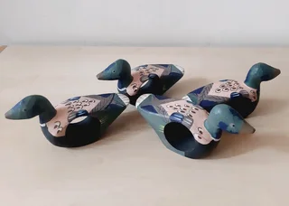 Wooden Duck Serviette Rings. Set of 4.