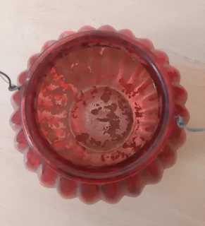 Red Glass Candle Holders. Set of 2