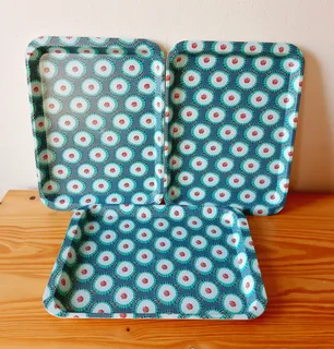 Circles Plastic Rectangular Trays. Set of 3.