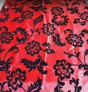 Red & Black Flocked Taffeta. New
