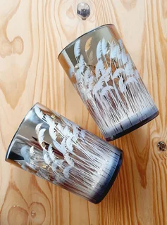 Gold Electroplated Glass Candle Holders.