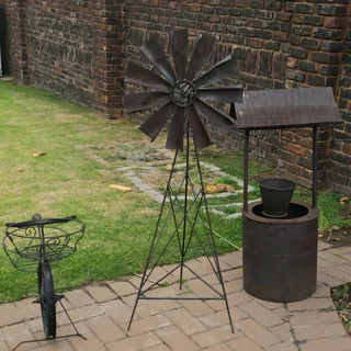 Windmill, wishing well, and bike