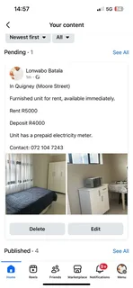Furnished Unit for Rent in Quigney