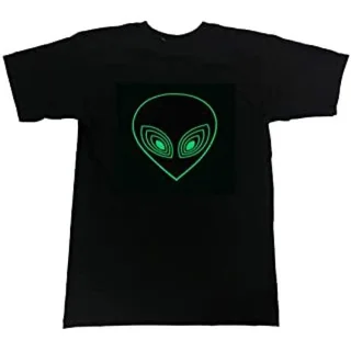 Sound activated USB rechargeable Electroluminiscence (EL) Light Up Tshirt - Alien