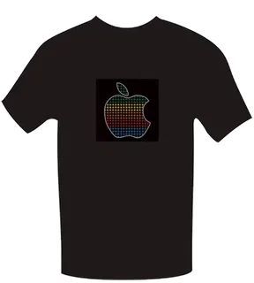 Sound activated USB rechargeable Electroluminiscence (EL) Light Up Tshirt - Dancing Apple