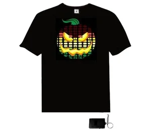Sound activated USB rechargeable Electroluminiscence (EL) Light Up Tshirt - Halloween