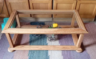 Eikehout 3 Deel TV Kas met display kaste insluitend Koffie Tafel