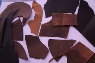 Leather Offcuts - approx 3kg - Black &amp; brown, smooth and flat grain