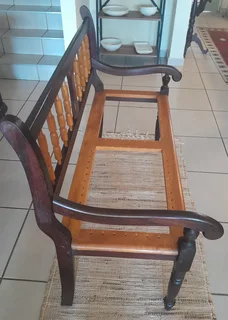 Riempies 2-seater couch yellow wood and imbuia R1000 ONO