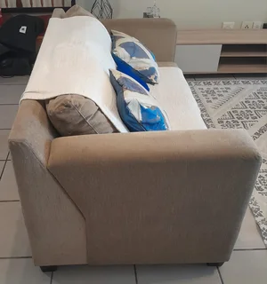 2 seater material couch - stone colour - R1 200