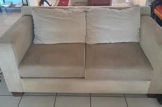 2 seater material couch - stone colour - R1 200