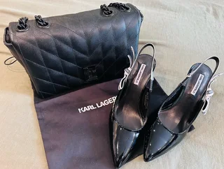 Karl Lagerfeld quilted bag and size 4 ribbon shoes Christmas combo  - with tags and dust bag