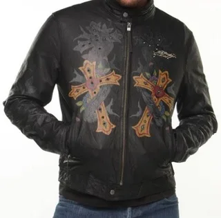 Ed Hardy Genuine Leather Jacket For Sale!!